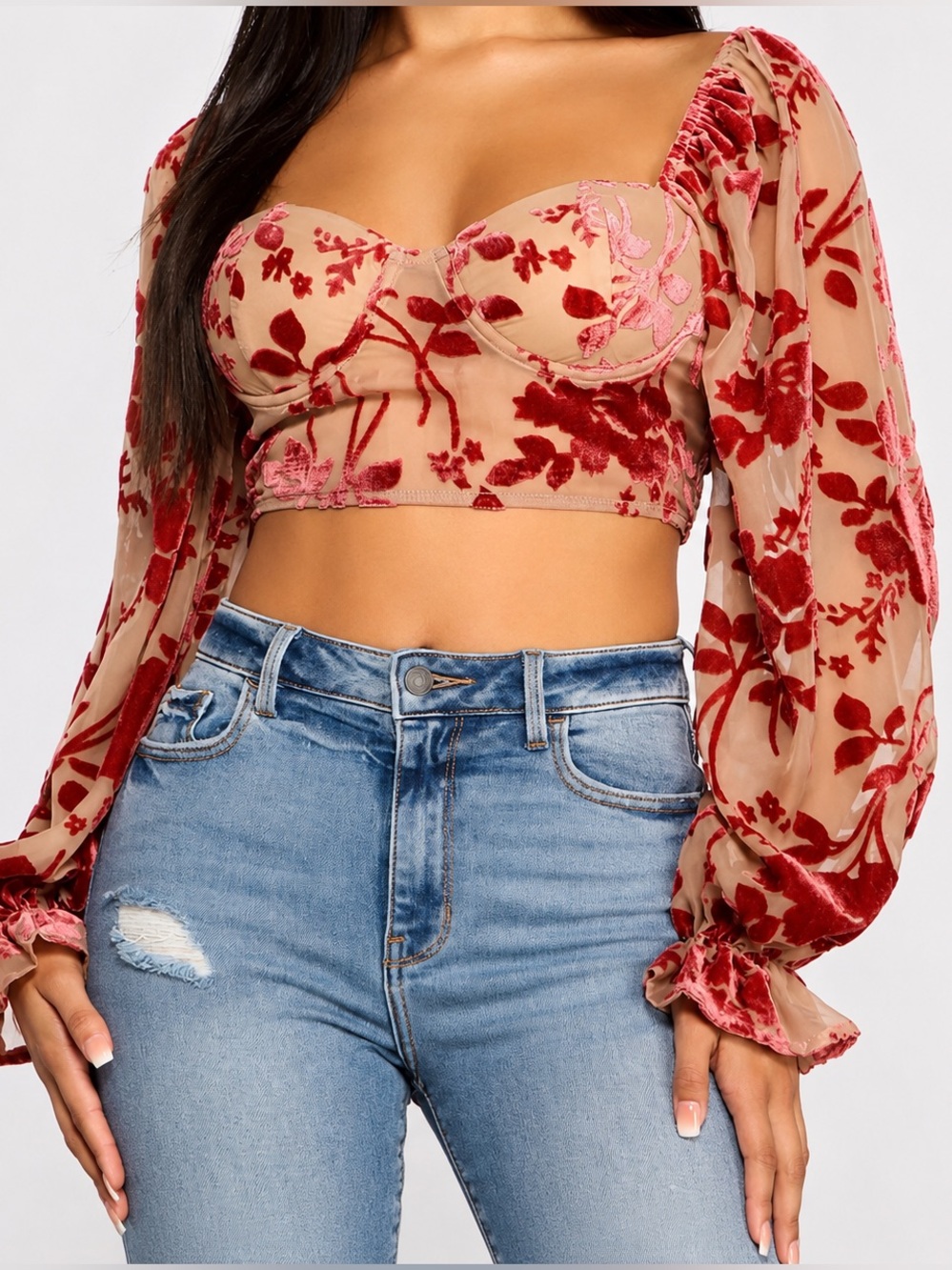 Windsor NWT Romantic Vibes floral crop top, small
